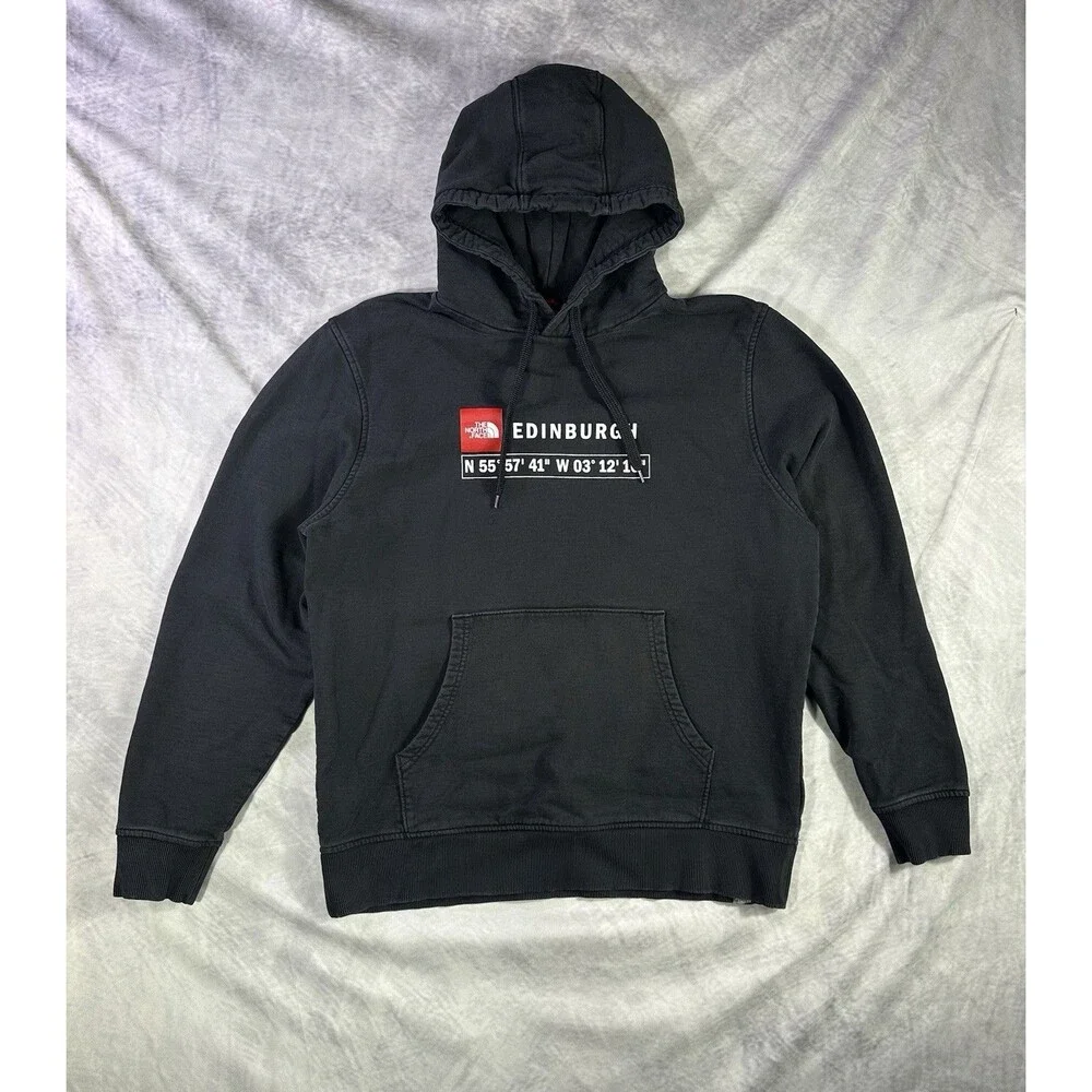 The North Face Hoodie Mens XL Black Edinburgh Coordinates Pullover Fleece